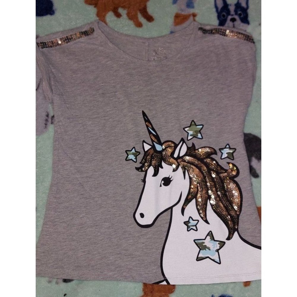Girls Justice Sequin Unicorn Shirt